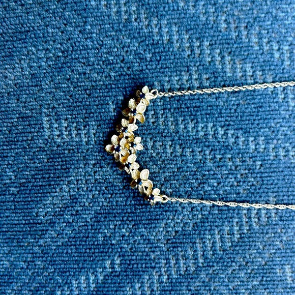 14k 8plumeria flower pendant with dainty rope chain necklace - Picture 2 of 6